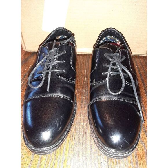 Boys Size 4 Bruno Marc Black Dress Oxford Tie Formal Shoes - Picture 3 of 7